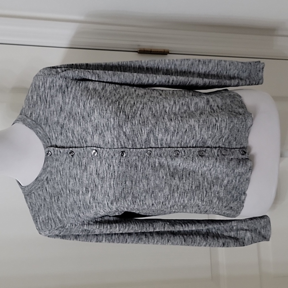 Croft & Barrow Size PM, Black White (Gray) Marled Button Front Short Cardigan